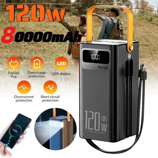 G Creator 80,000mAh 120W Fast Charging Power Bank High-Capacity Portable Charger with Multi-Device Charging