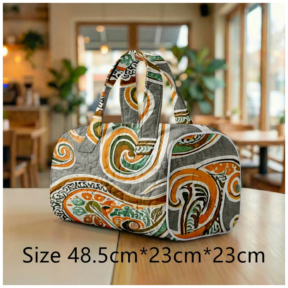 G Travel Quilted Tote Bag Large Paisley Print Shoulder Handbag for Travel &amp; Everyday Use