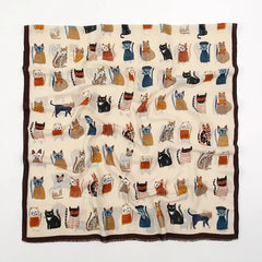 Fashion Printed Cat Fringed Shawls Women Cotton Viscose Muffler Travel Sun Protection Scarf Animal Printed Scarf 180*85cm
