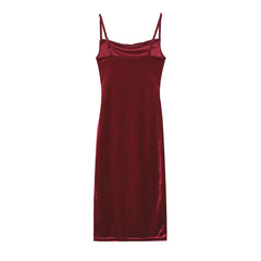 Europe and the United States Women's Fashion 2024 New Spring and Summer Fashion Sexy Slim Slit Halter Dress Woman