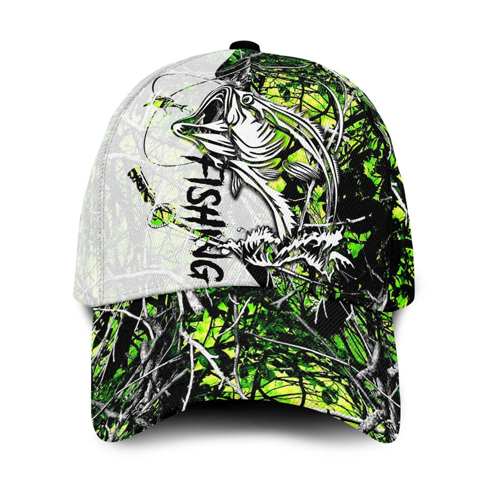 G Active Fishing Print Snapback Baseball Cap Adjustable Outdoor Hat for Men &amp; Women