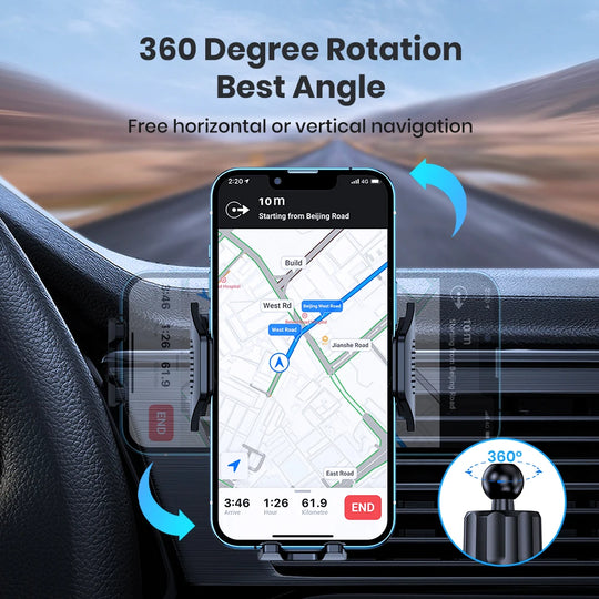 G Drive TOPK Auto Lock Car Phone Holder 360° Universal Air Vent Mount for iPhone &amp; Android