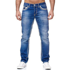 Streetwear Men Stretch Jeans Pencil Pants Mid Waist Basics Denim Ankle Length Trousers Slim Fit Casual Vintage Distressed Denims