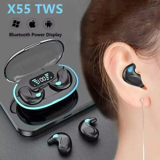 G Audio X55 Wireless Sleeping Earbuds Bluetooth 5.3 Mini Earbuds with HD Mic &amp; Waterproof Design