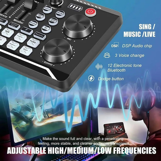 G-Mix F998 Podcast Equipment Bundle Bluetooth Sound Card &amp; Professional Microphone Kit
