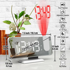 360° Projection Digital Alarm Clock LED Electronic Table Watch Clock Bedside Desk Clock Temperature Date Display Snooze Model