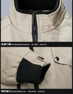 2024 Autumn New Men's Casual Jacket American style Fashion Stand-up Collar Thick Denim Cargo Pants Pure Cotton Man Coat Clothes