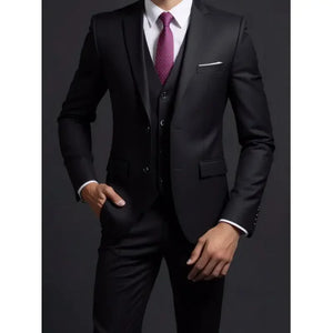 G Style Men's 3-Piece Business Suit  Slim Fit Blazer, Vest & Trousers for Weddings & Formal Events