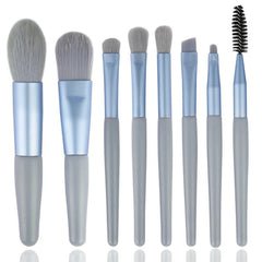 Mini Brush 8-Piece Makeup Bag Portable concealer powder brush set soft fur make-up tool  Green snap bag