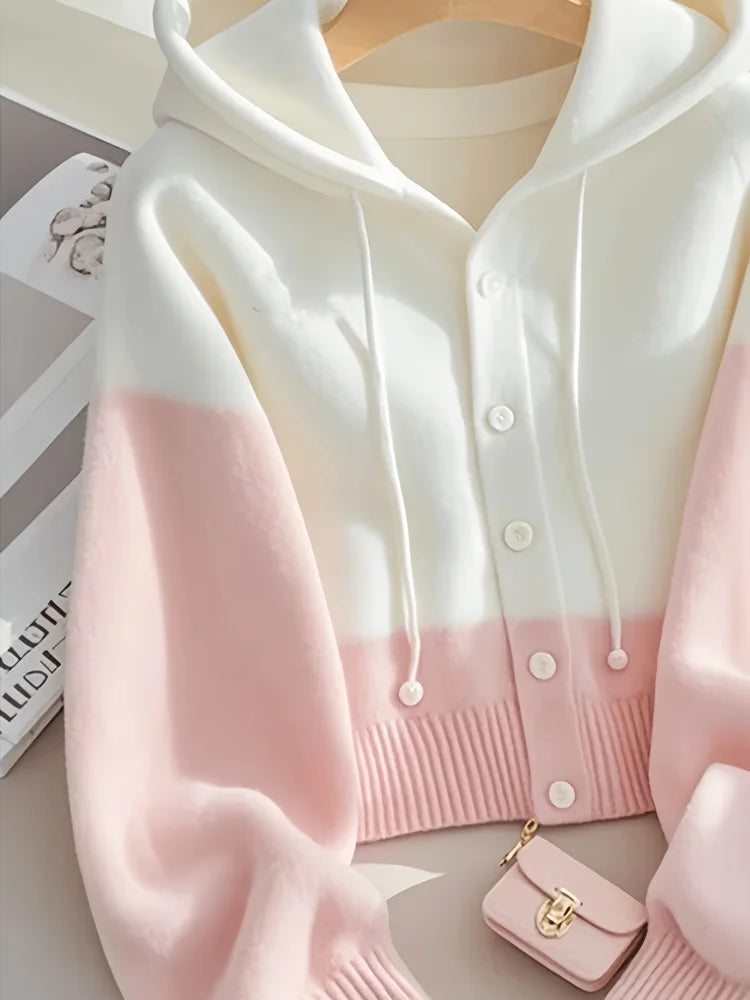 G Style Women's Hooded Knit Cardigan – Full-Zip Casual Sweater Jacket