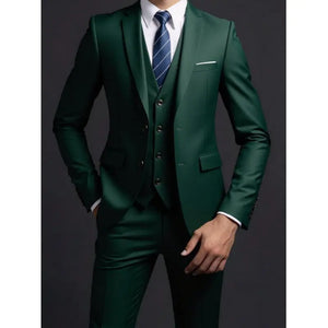 G Style Men's 3-Piece Business Suit  Slim Fit Blazer, Vest & Trousers for Weddings & Formal Events