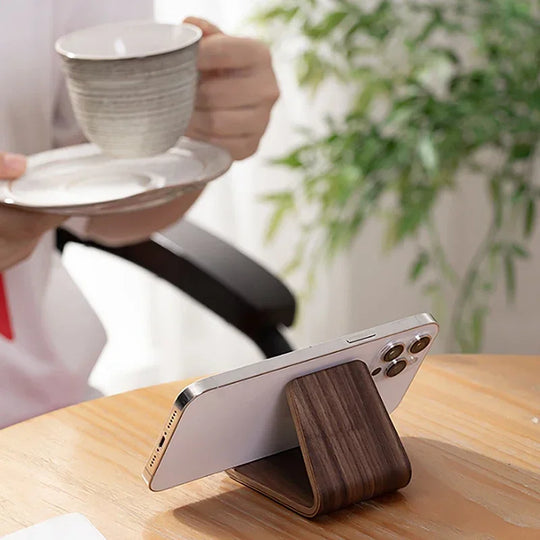 G Workspace Solid Wood Phone Stand Minimalist Wooden Mobile Phone Holder for Desk &amp; Bedside