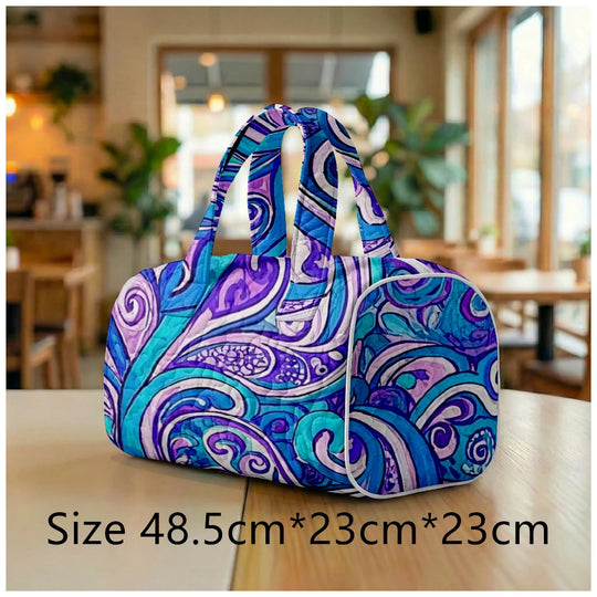 G Travel Quilted Tote Bag Large Paisley Print Shoulder Handbag for Travel &amp; Everyday Use