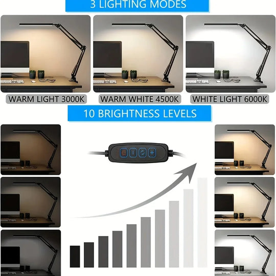 G Workspace LED Desk Lamp with Clamp Adjustable Workspace Light with Color Modes