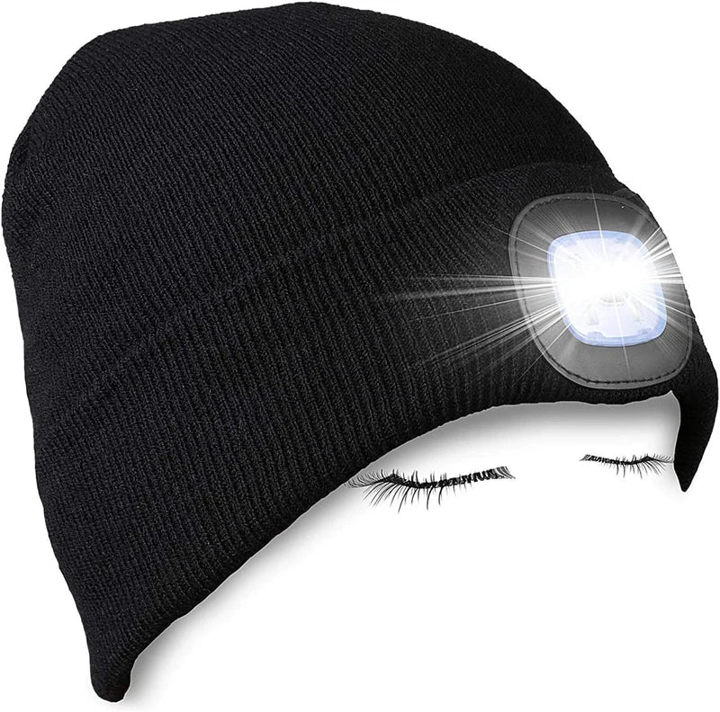 G Active Rechargeable LED Beanie Hat Knit Winter Cap with Removable USB Headlamp