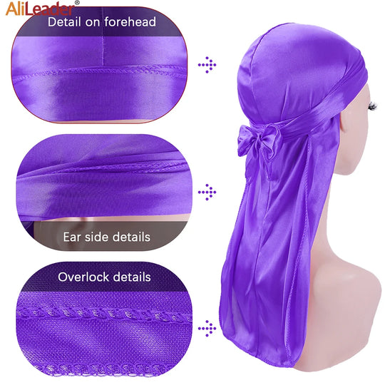 G Style Silky Satin Durag Unisex Long Tail Head Wrap for Hair Protection &amp; Everyday Style