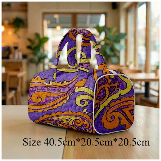 G Travel Quilted Tote Bag Large Paisley Print Shoulder Handbag for Travel &amp; Everyday Use