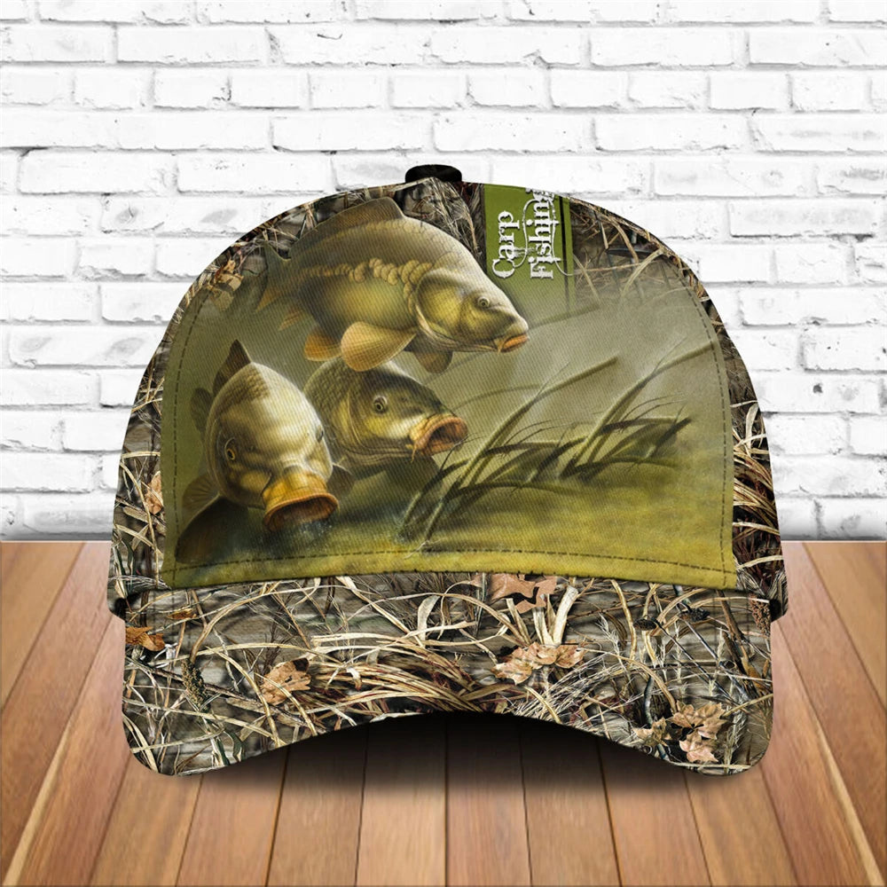G Active Fishing Print Snapback Baseball Cap Adjustable Outdoor Hat for Men &amp; Women