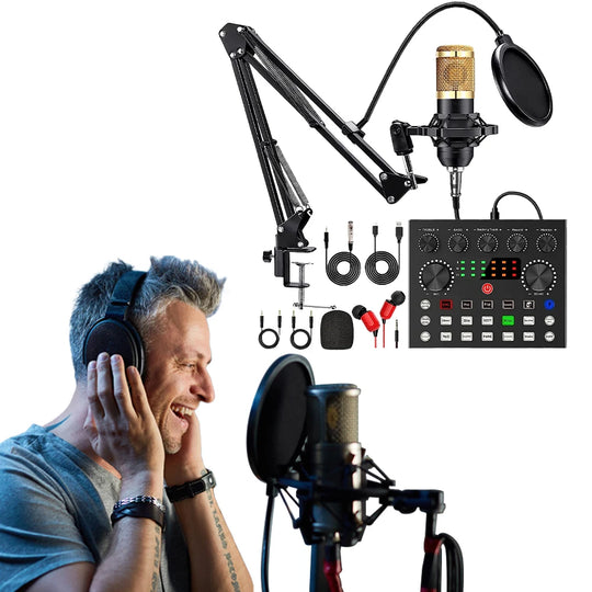 G-Mix BM800 Podcast Microphone Bundle V8 Sound Card &amp; Metal Shock Mount Recording Kit
