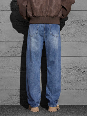 G Style Men's Vintage Baggy Jeans Wide-Leg Streetwear Denim Pants