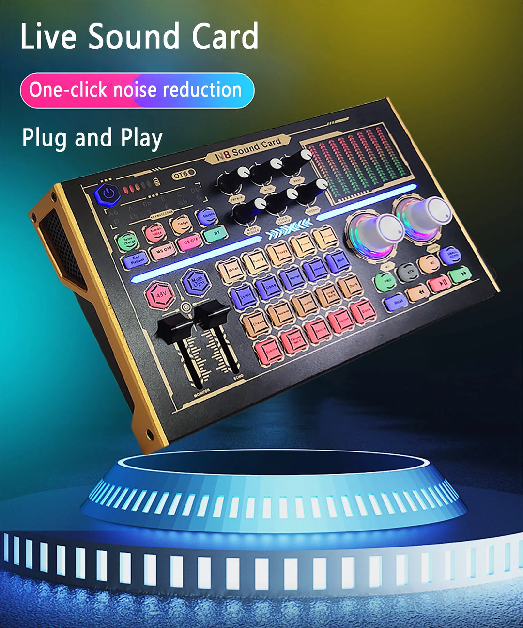 G-Mix GAX-N8 Podcast Equipment Bundle 48V Condenser Microphone &amp; Professional Recording Sound Card Kit