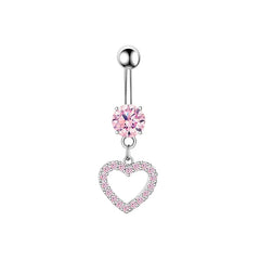 1PCS Pink Crown Belly Button Rings Jewelry Stainless Steel Heart Navel Piercing Barbell Crystal Cute Belly Rings For Women Girls