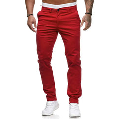 Men Pants Mid Waist Solid Color Thin Zipper Button Closure Pockets Slim Fit Casual Ankle Length Pencil Pants Soft Breathable