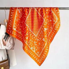 Luxury Print Silk Feeling Square Scarf Women Spring Neck Tie Shawl Wraps Female 70cm Hair Hand Wrist Headkercheif Hijab Bandana