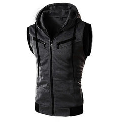 2023 New Fashion Zipper Cardigan Sweater Mens Sleeveless Hooded Vest Jacket Plus Size S-3XL Streetwear Vest Hoodies