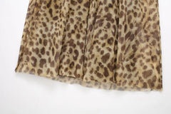 Summer Women's Sexy Vintage Leopard Print Tulle Long Dress Fashion Backless Slip Dresses Female Elegant Slim Party Maxi Dress