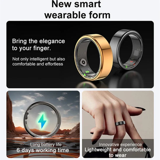 G Active Gold Smart Health Ring for Men &amp; Women Bluetooth Heart Rate, Blood Pressure &amp; Fitness Tracker