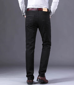 2023 New  Autumn Wine Red Jeans Men Fashion Casual Classic Style Business Straight Fit Soft Trousers Male Advanced Pants