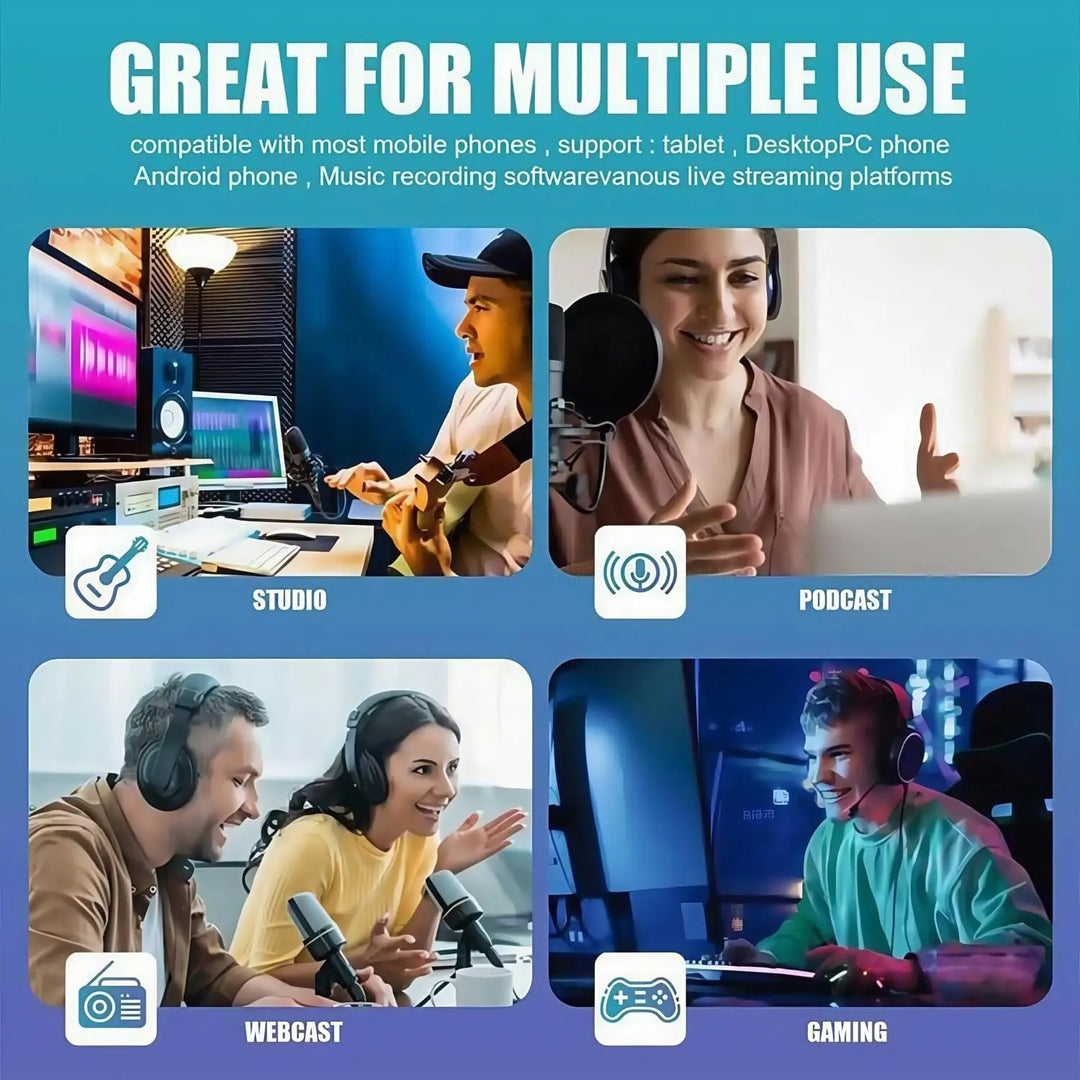 G-Mix F998 Podcast Equipment Bundle Bluetooth Sound Card &amp; Professional Microphone Kit
