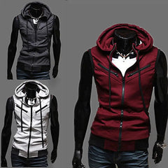 2023 New Fashion Zipper Cardigan Sweater Mens Sleeveless Hooded Vest Jacket Plus Size S-3XL Streetwear Vest Hoodies