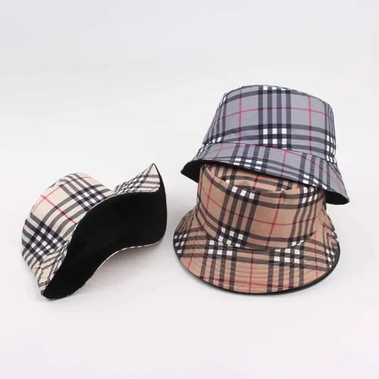 G Style Reversible Plaid Bucket Hat Double-Sided Sun Protection Fishing &amp; Outdoor Cap