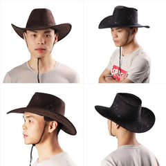 Unisex Cowboy Hat Suede Fashion Cowboy Cap Womens Mens Hat Practical Wild West Fancy Dress Hot Sale Western Headwear Cap