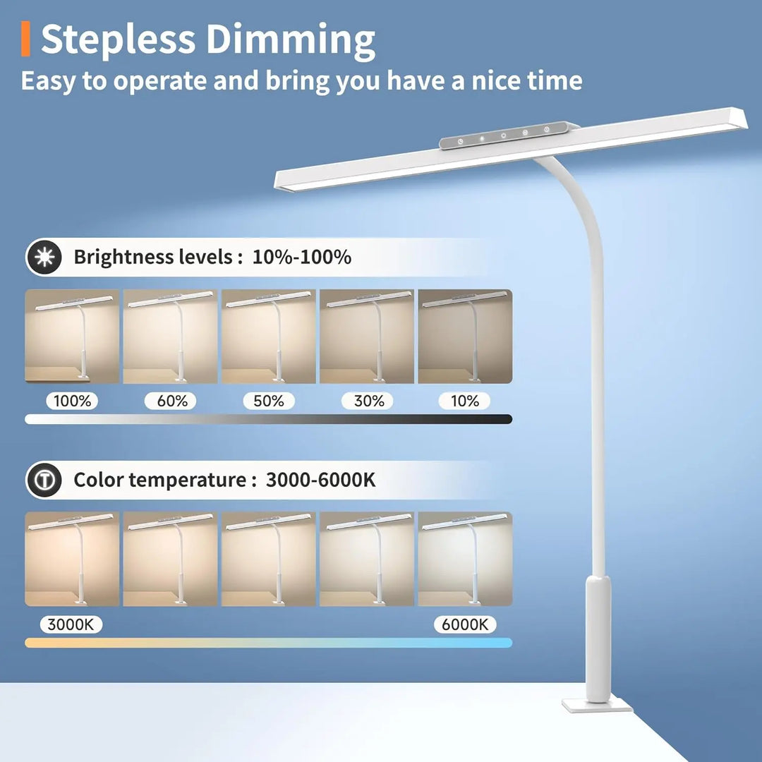 G Workspace LED Desk Lamp with Clamp Touch Control, Stepless Dimming &amp; 3 Color Lighting Modes