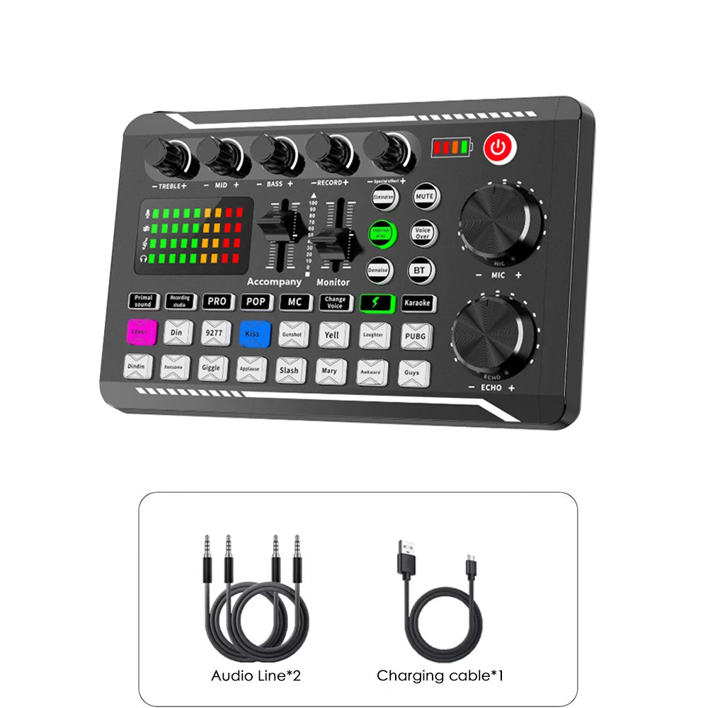 G-Mix F998 Podcast Equipment Bundle Bluetooth Sound Card &amp; Professional Microphone Kit