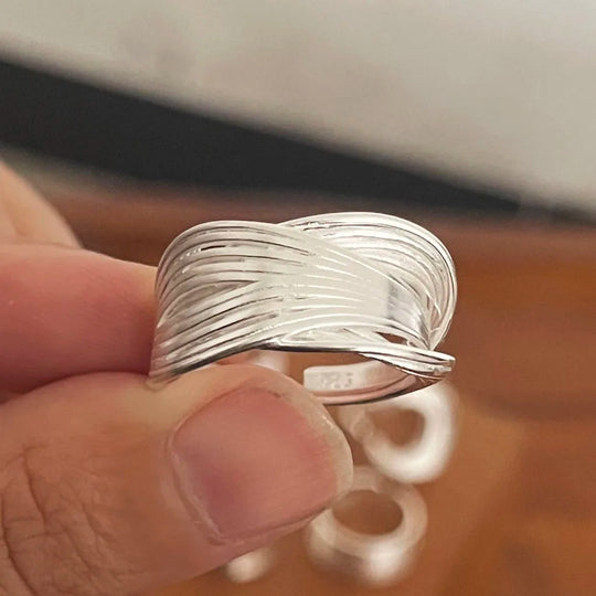 G Style 925 Sterling Silver Moon Ring Set Minimalist Couple Bands for Women