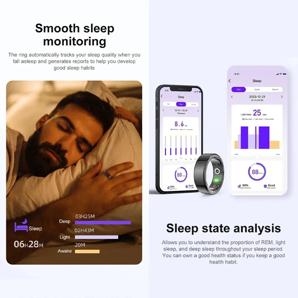 G Active Gold Smart Health Ring for Men &amp; Women Bluetooth Heart Rate, Blood Pressure &amp; Fitness Tracker
