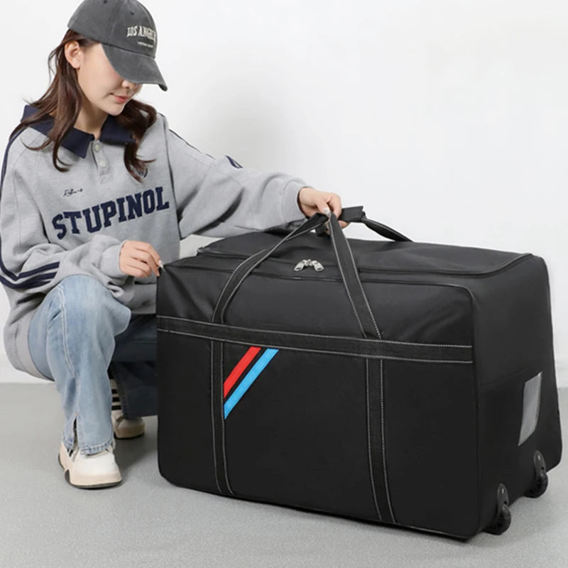 G Travel Large Capacity Rolling Travel Bag Foldable Waterproof Wheeled Luggage