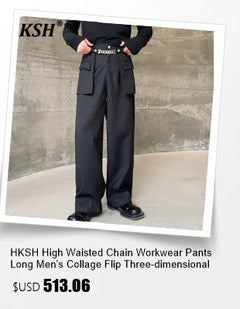 HKSH Men's Punk Darkwear High Street Nihce Design Shirts Sleeve Detachable Necktie Casual Tops Summer Spring Chic Blouse HK0006