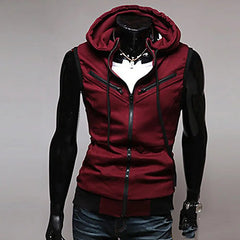 2023 New Fashion Zipper Cardigan Sweater Mens Sleeveless Hooded Vest Jacket Plus Size S-3XL Streetwear Vest Hoodies