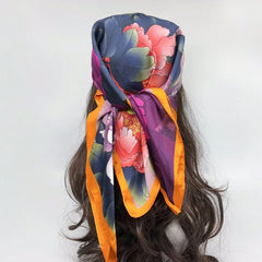 Luxury Brand 2024 Square Scarf Women Cat Neck Hair Tie Band Beach Hijab Kerchief Head Headbands Bandana Female Foulard 70cm