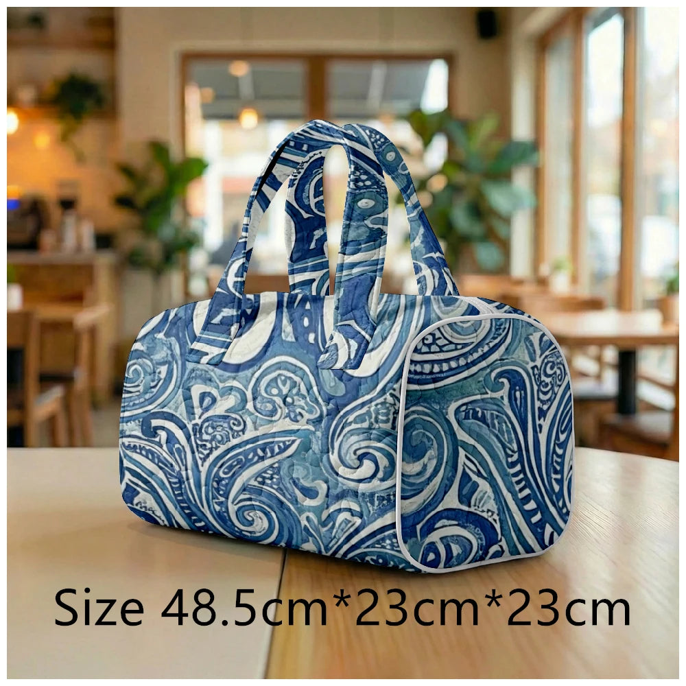 G Travel Quilted Tote Bag Large Paisley Print Shoulder Handbag for Travel &amp; Everyday Use