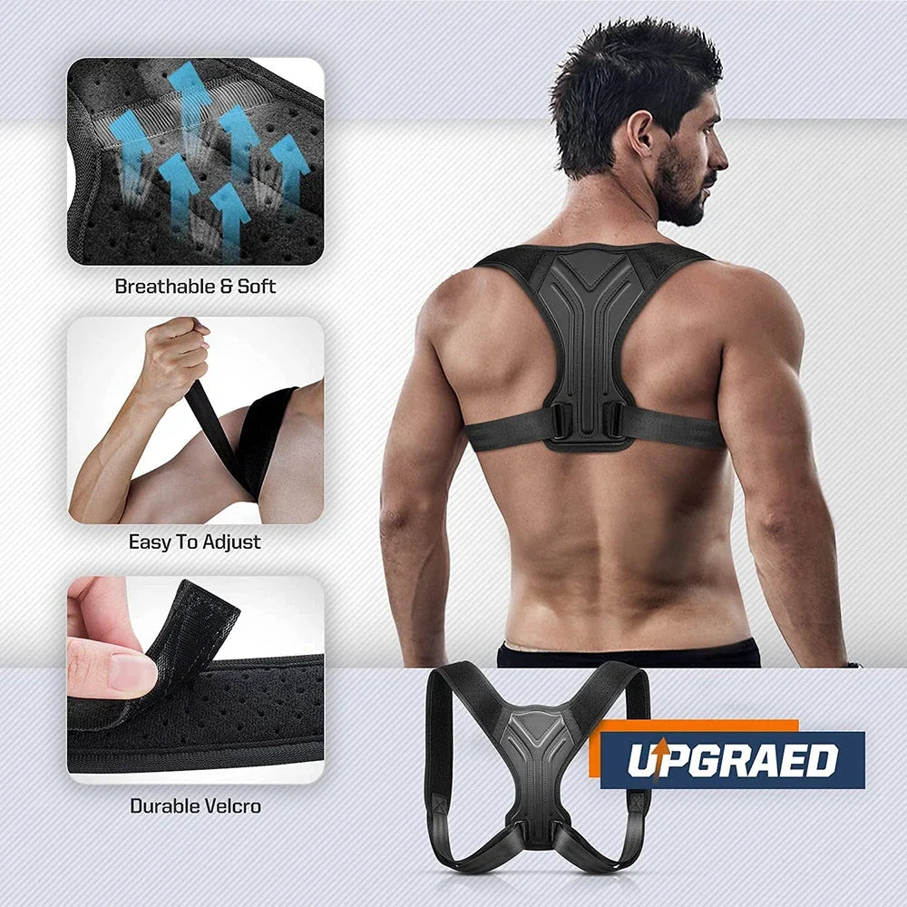 G Active Adjustable Back &amp; Shoulder Posture Corrector Belt Upper Back, Neck &amp; Clavicle Support Brace for Men &amp; Women