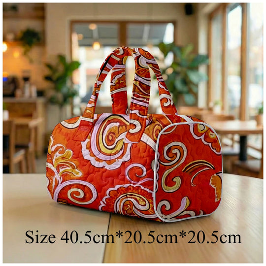 G Travel Quilted Tote Bag Large Paisley Print Shoulder Handbag for Travel &amp; Everyday Use