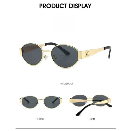 G Style Oval Metal Sunglasses Unisex Retro UV400 Eyewear