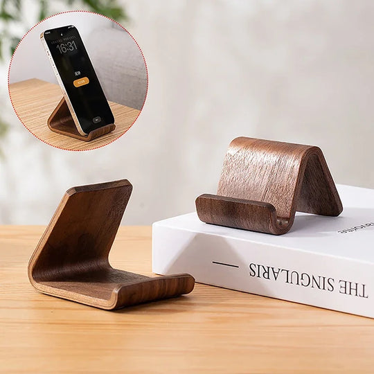 G Workspace Solid Wood Phone Stand Minimalist Wooden Mobile Phone Holder for Desk &amp; Bedside