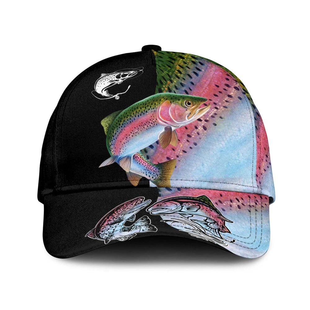 G Active Fishing Print Snapback Baseball Cap Adjustable Outdoor Hat for Men &amp; Women